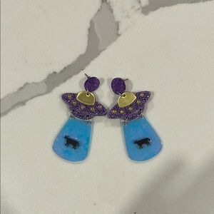 Unique Purple and Blue Earrings